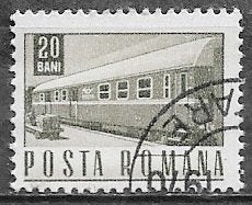 ROEMENIË 20B. zegel Postwagon 1968, Verzenden, Gestempeld, Treinen