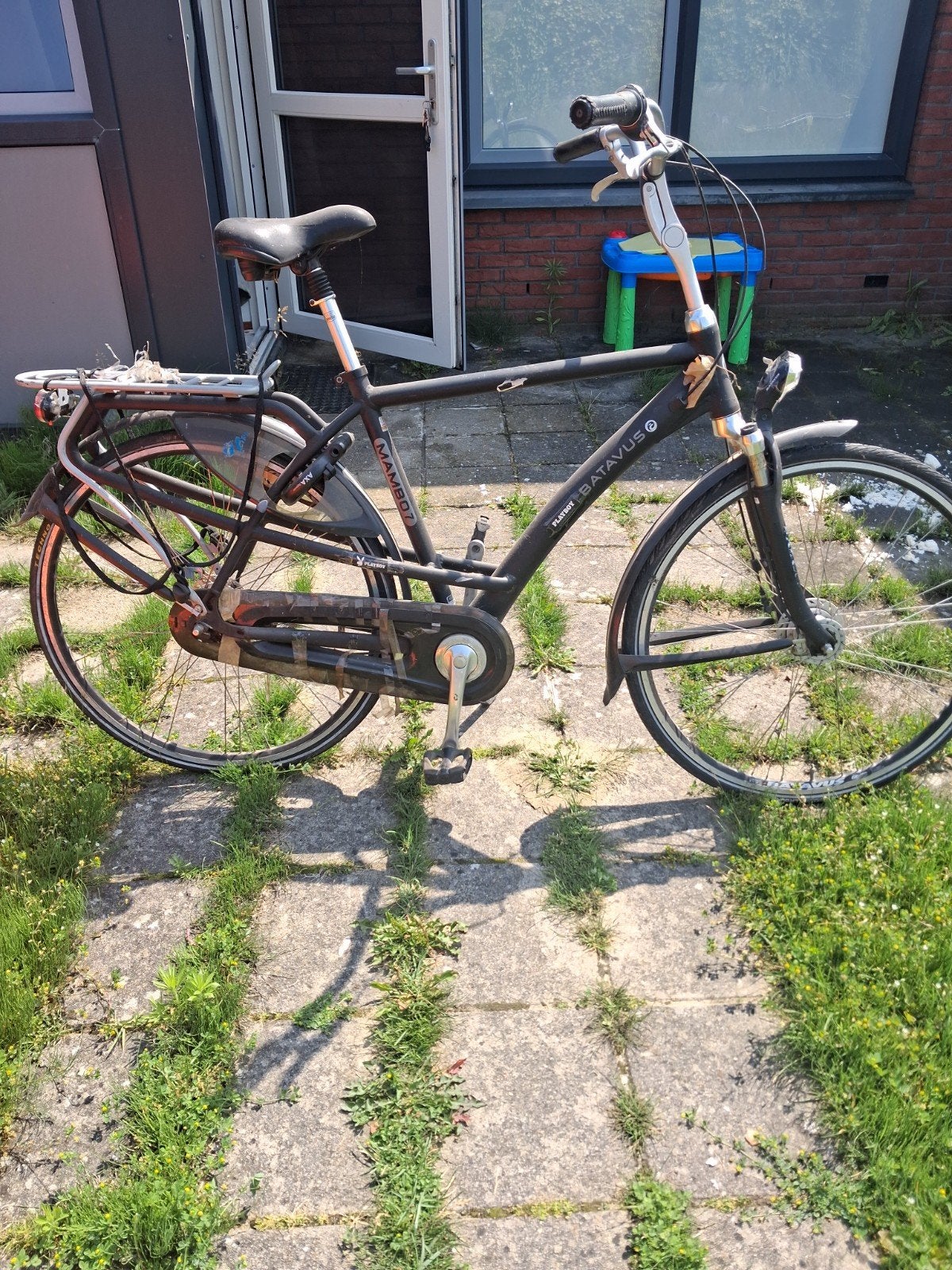Batavus herenfiets, zwart, gebruikt, Fietsen en Brommers, Velgrem, Versnellingen, Batavus, Ophalen of Verzenden