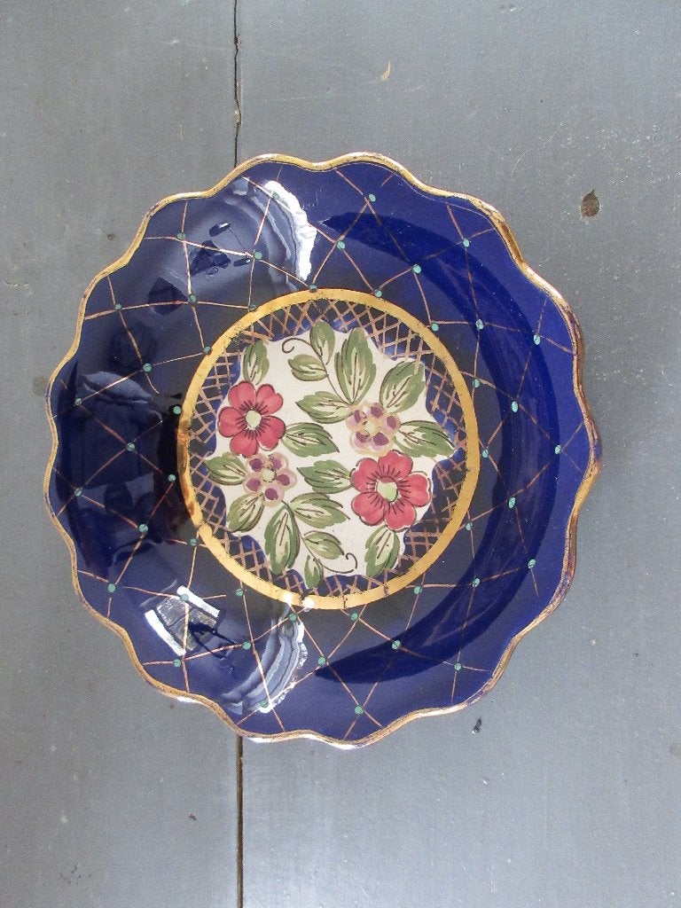Antiek Flora Gouda Holland blauw schaaltje nummer 230, Porselein of Keramiek, Schaal, Verzenden, Rond