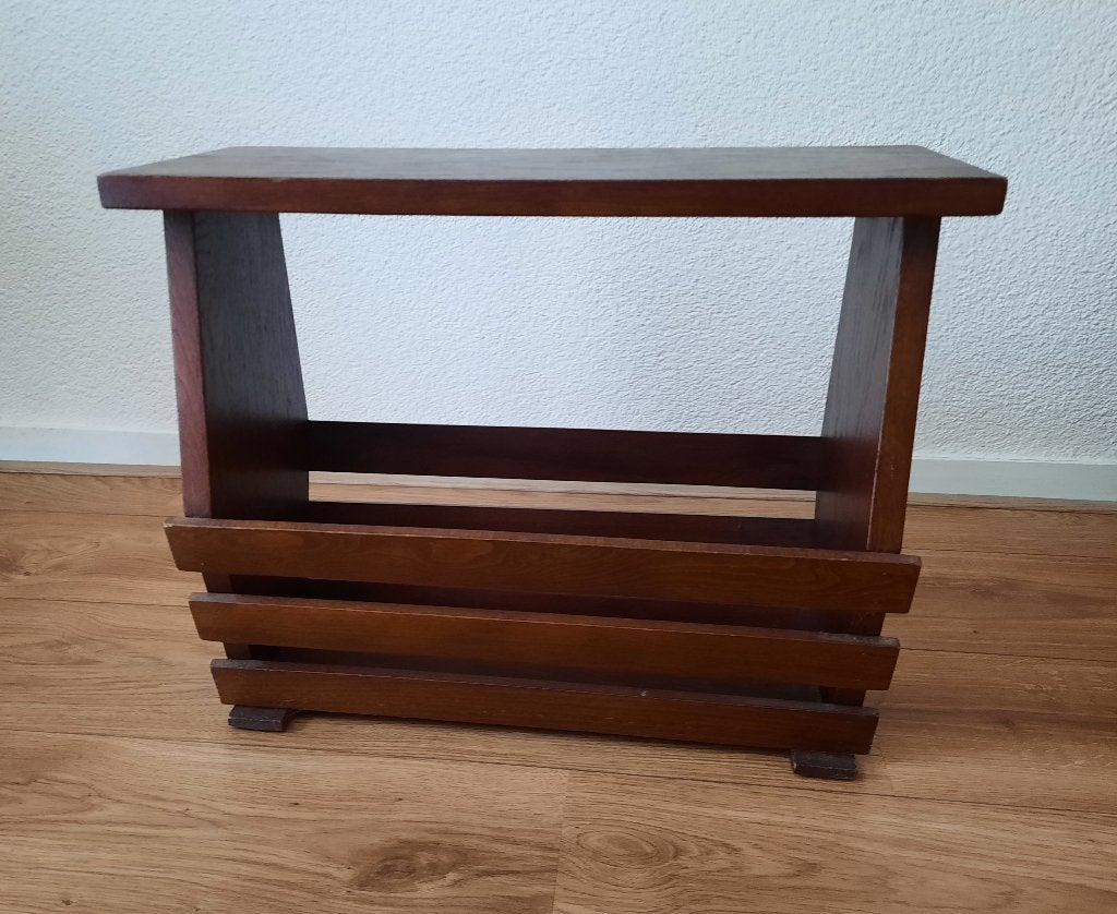 Vintage houten lectuurbak / tijdschriftenrek, Huis en Inrichting, Ophalen, Gebruikt, Lectuurbak, Vintage