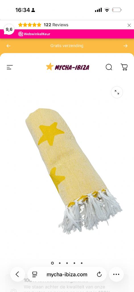 Hamamdoek, Ophalen of Verzenden, Nieuw, Geel, Handdoek