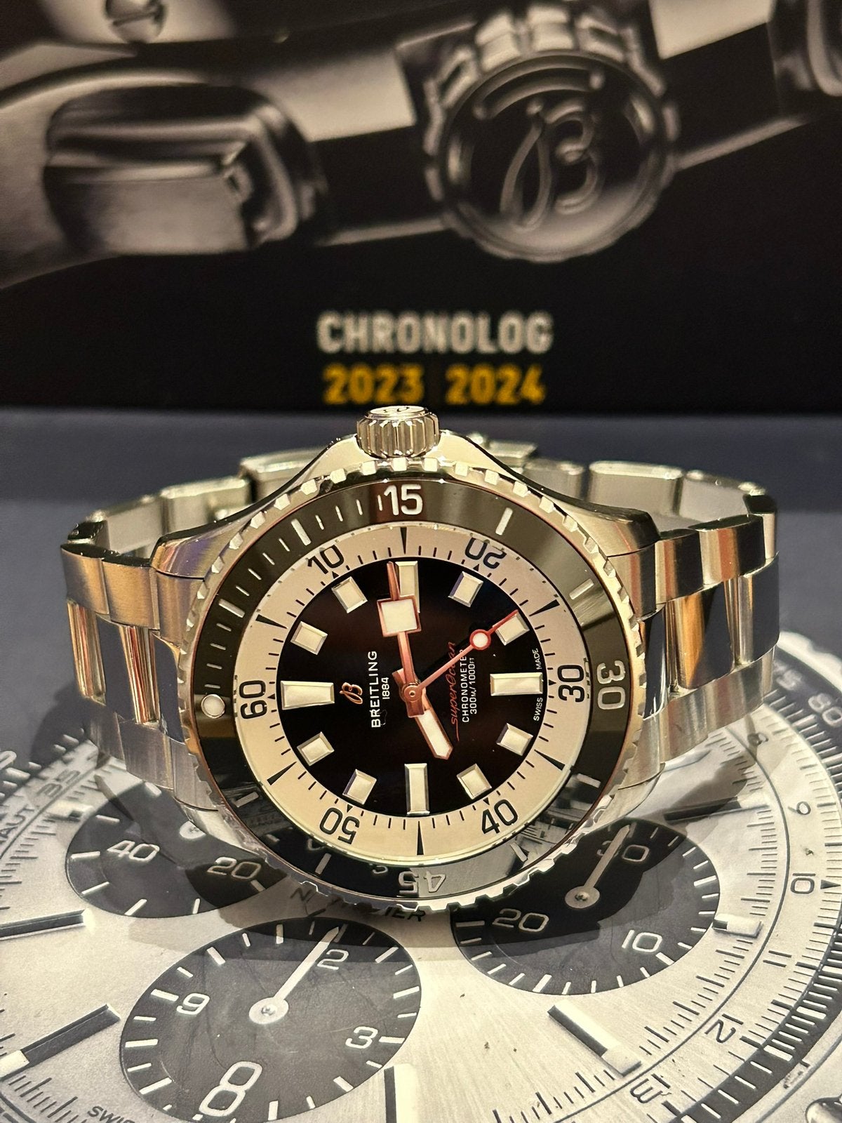 Breitling SuperOcean 46mm Fullset Nieuwstaat, Ophalen, Zo goed als nieuw, Staal, Breitling