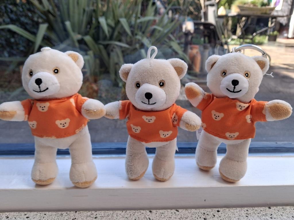3 x Sleutelhanger Robijn beertje Robijntje oranje shirtje, Ophalen of Verzenden, Zo goed als nieuw, Beer