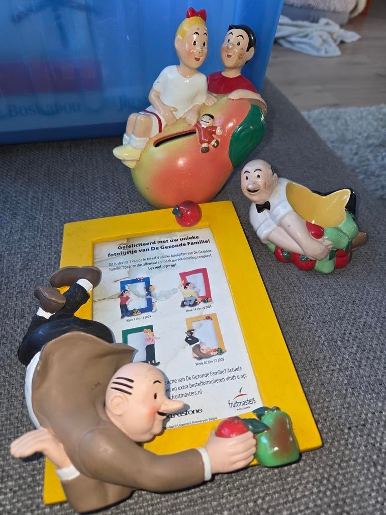 Fruitmasters Suske en Wiske spaarpot en beeldjes (3 stuks), Ophalen of Verzenden, Gebruikt
