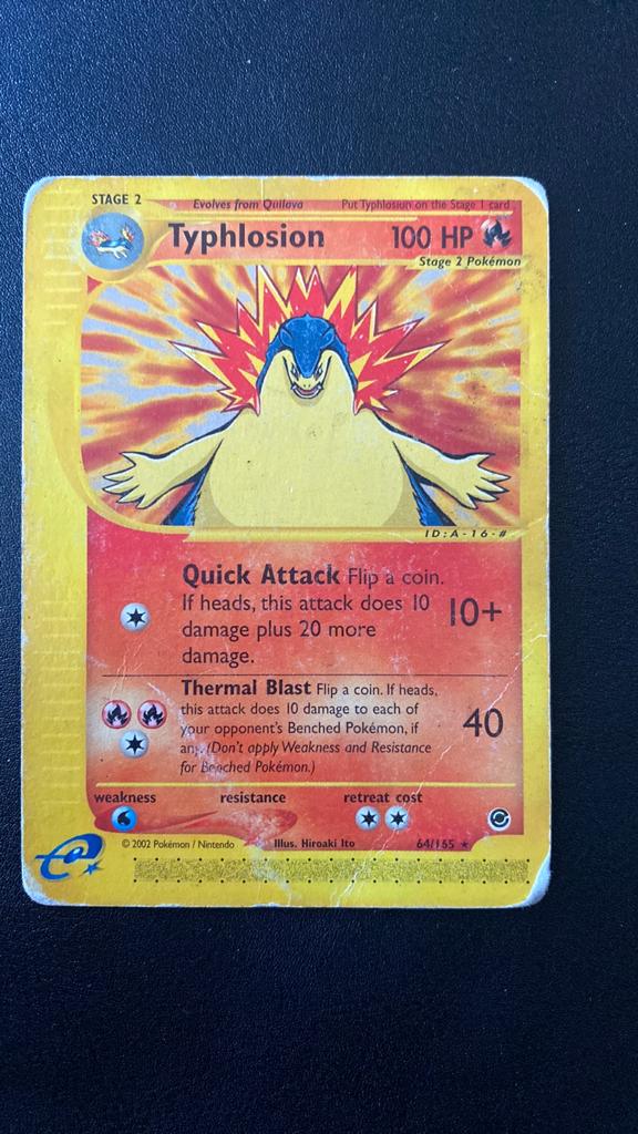 Pokemon typhlosion 64/165 expedition, Ophalen of Verzenden, Gebruikt, Losse kaart
