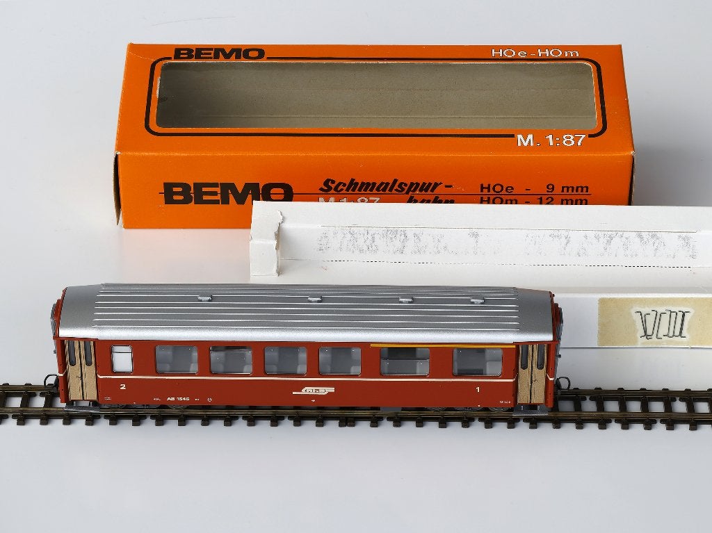 Bemo RhB 4-Assig Personenrijtuig 1e / 2e Klasse, AB 1546, Overige merken, Gelijkstroom, Ophalen of Verzenden, Analoog