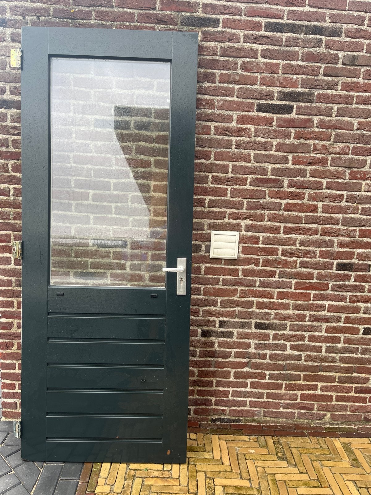 Gebruikte  hardhouten Buitendeur met dubbel glas, Ophalen, Gebruikt, 80 tot 100 cm, Buitendeur
