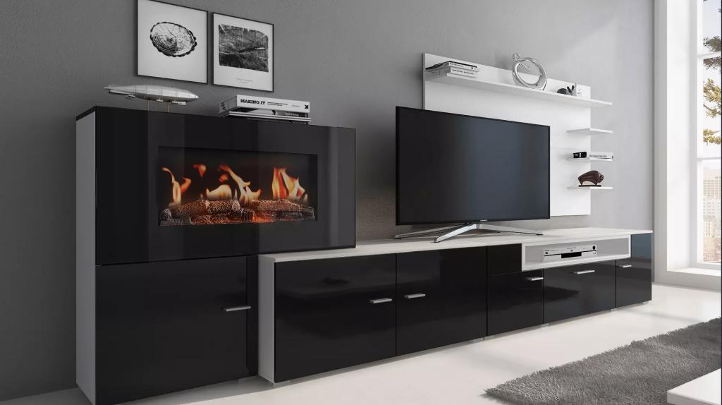TV meubel met elektrische haard, Ophalen, Nieuw, 200 cm of meer, Modern