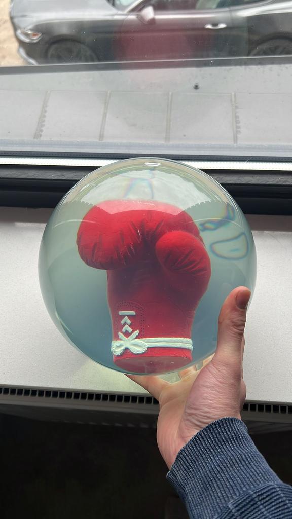 Track Bowling Boxing handschoen transparante bal 16 lbs, Sport en Fitness, Bowlen, Ophalen of Verzenden, Zo goed als nieuw, Bal