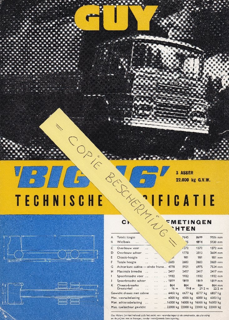 GUY. Big J6. Folder. NL ! 1960. I. g. staat. A4. Tweezijdig, Verzenden, Gebruikt, Auto's