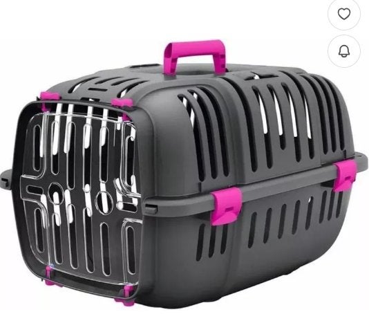 Kattenmand, grijs met roze handvatten, Ophalen, Gebruikt, Polyester