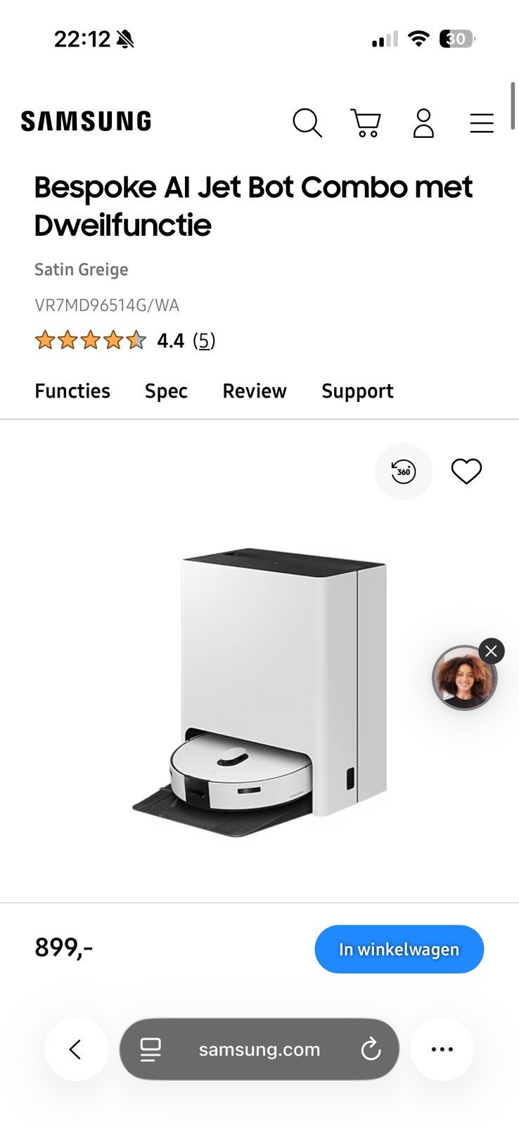 NIEUW Samsung Bespoke AI Jet Bot Combo met Dweilfunctie, Ophalen of Verzenden, Nieuw, Robotstofzuiger, Samsung