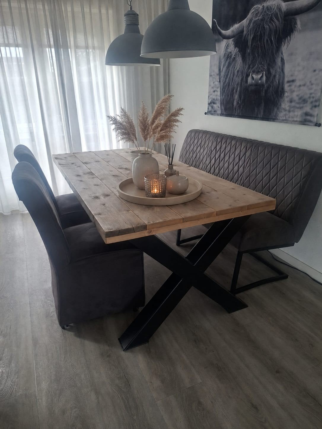 Steigerhouten eettafel 200x100 cm stoer & landelijk, Huis en Inrichting, Ophalen, Gebruikt