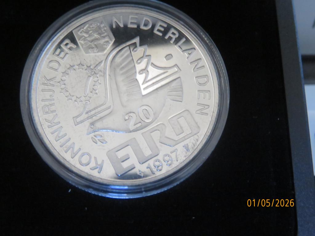 No.229- P.C. Hooft € 20,00  zilver munt Proof Like 1997, Koningin Beatrix, Zilver, Losse munt, Overige waardes