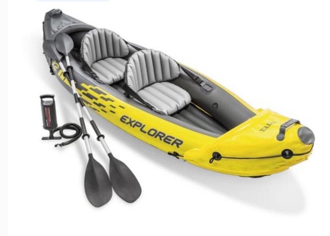 Intex Explorer K2 opblaasbare kajak met peddels en pomp, Watersport en Boten, Kajaks, Ophalen, Opblaasbaar, Zo goed als nieuw