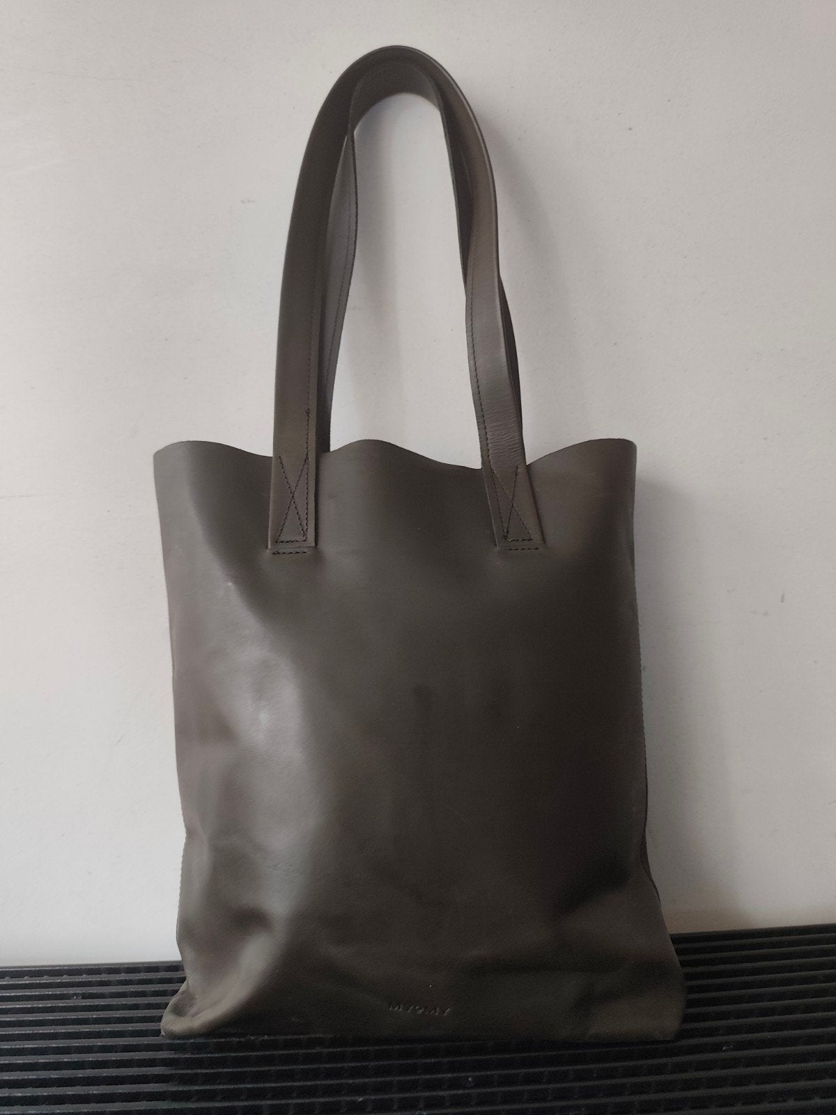MYOMY bruinleren uniseks schoudertas, 38x36x9 cm, Ophalen of Verzenden, Zo goed als nieuw, Bruin, Shopper