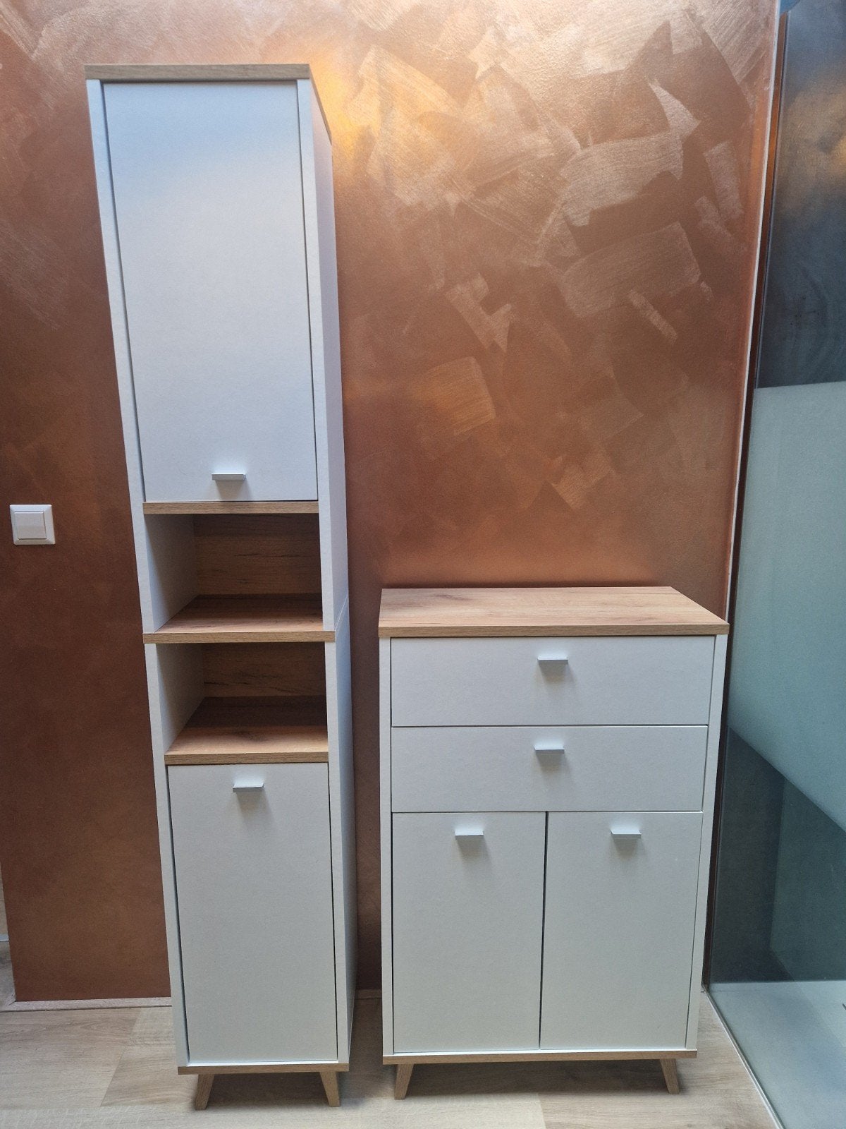 2 badkamerkasten, Ophalen, (Half)hoge kast, 100 tot 150 cm, Zo goed als nieuw