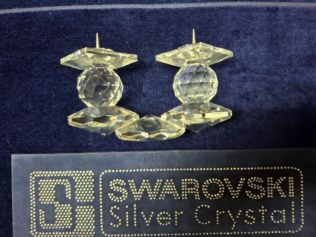 Swarovski Kandelaar 2 Pin met Oud Logo, Antiek en Kunst, Antiek | Kandelaars, Koper of Brons, Ophalen of Verzenden