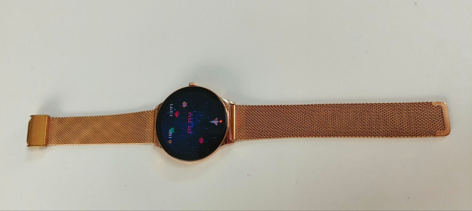 Stijlvolle Roségouden Smartwatch, Ophalen of Verzenden, Zo goed als nieuw, Zwart, Android