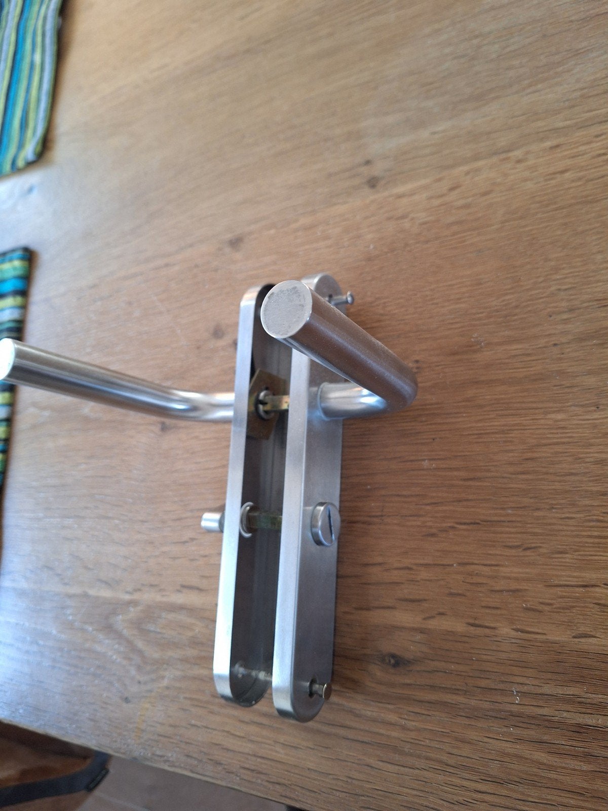 RVS Deurklink met Schild - Modern Design, Ophalen of Verzenden, Zo goed als nieuw, Rvs, Klink of Kruk