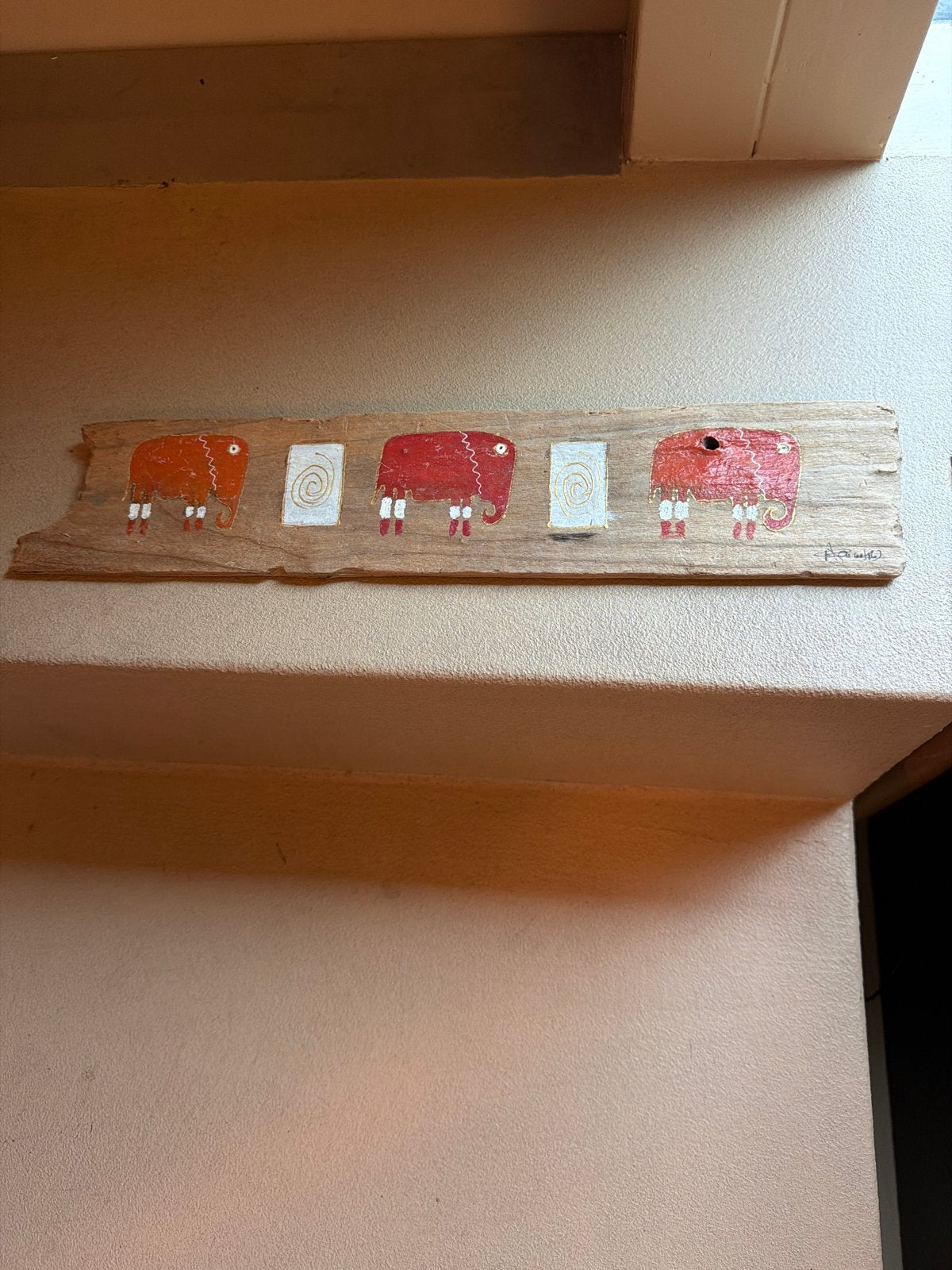 Houten wanddecoratie met olifanten, Ophalen of Verzenden