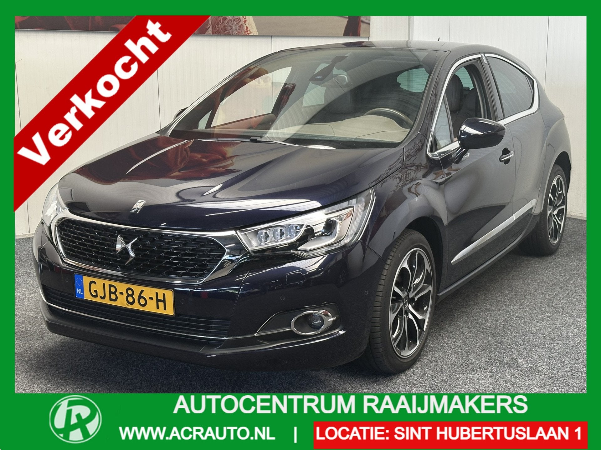 DS DS 4 1.6THP 165PK CHIC AUTOMAAT COGNAC LEDER ACHTERUITRIJ, Auto's, Dealer onderhouden, Gebruikt, 4 cilinders, Blauw