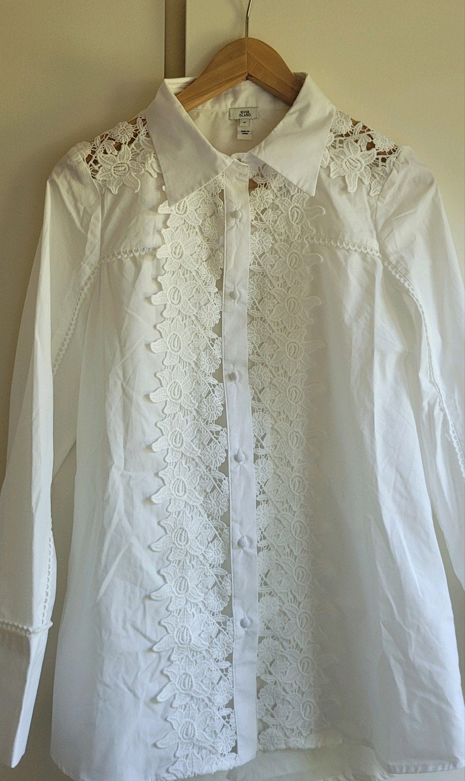 Witte River Island blouse met kanten details, Nieuw, Ophalen of Verzenden, Maat 36 (S), Wit