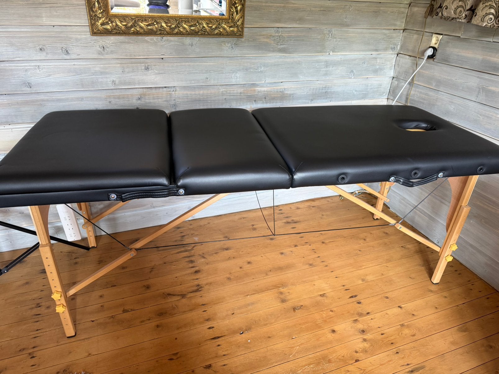 Opvouwbare massagetafel zwart – in hoogte verstelbaar, Ophalen, Zo goed als nieuw, Massagetafel
