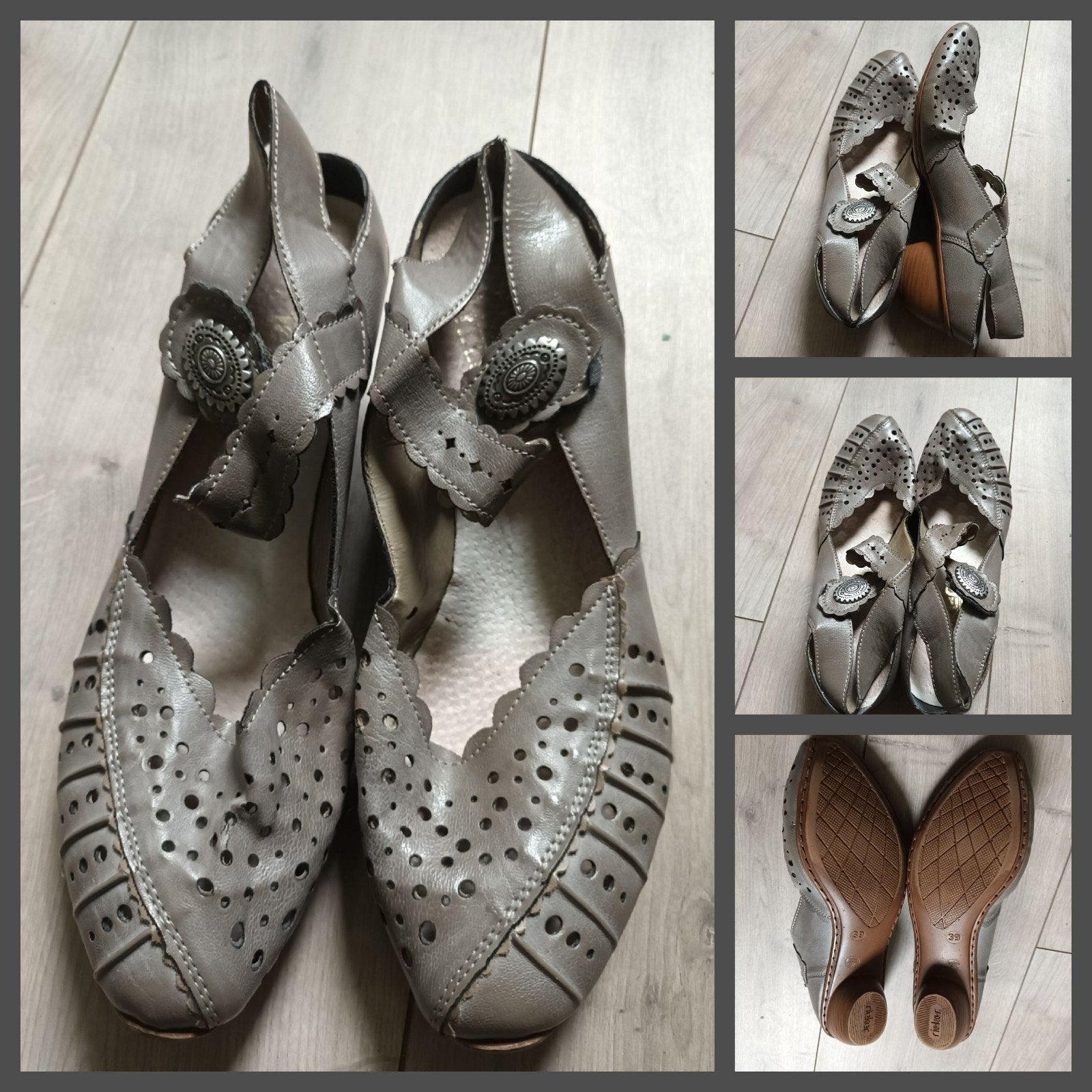 Rieker grijze dames schoenen hakje klittenband, maat 39, Schoenen met lage hakken, Ophalen of Verzenden, Grijs, Gedragen