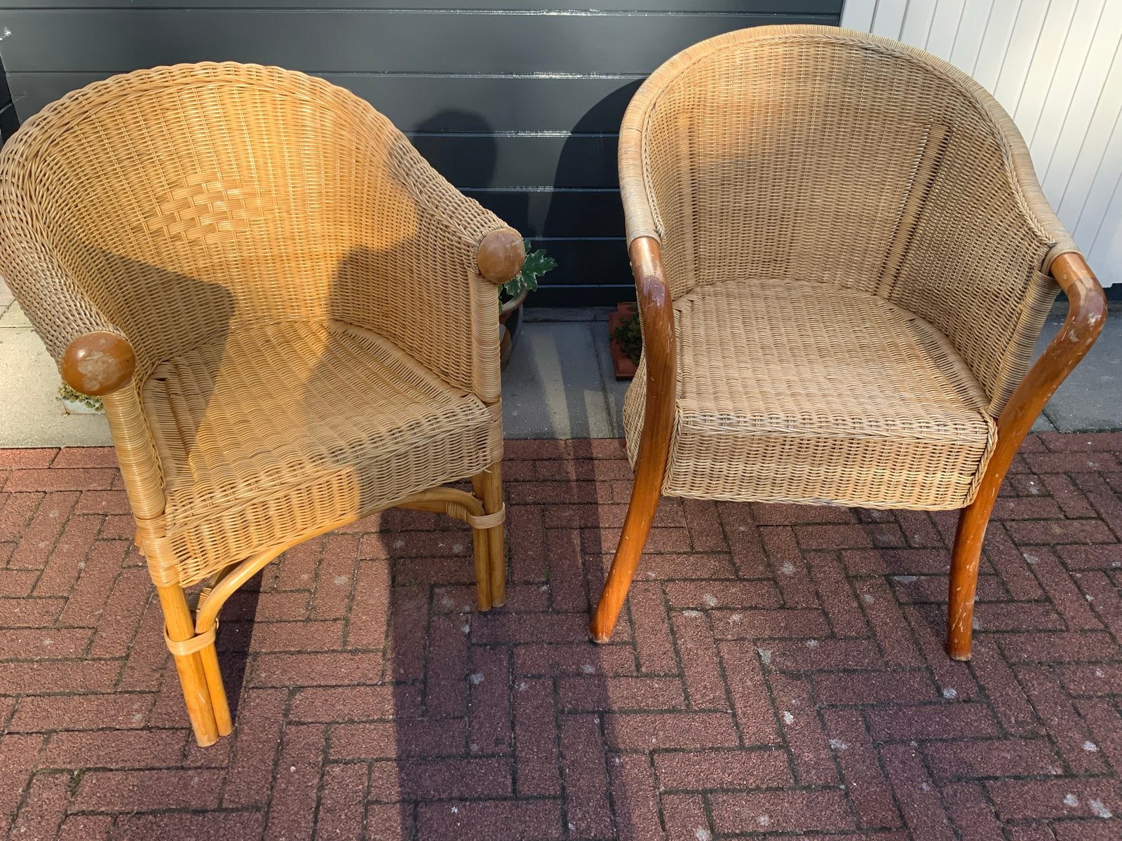 Mooie rieten stoelen, gebruikt maar intact, Gebruikt, Twee, Overige kleuren, Riet of Rotan