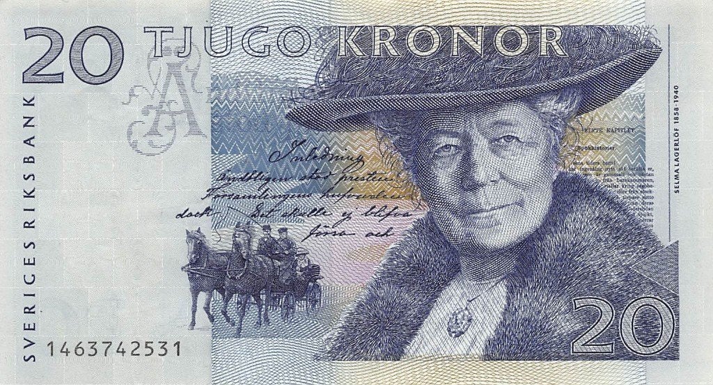 Zweden, 20 Kronor, Ophalen of Verzenden, Overige landen, Los biljet