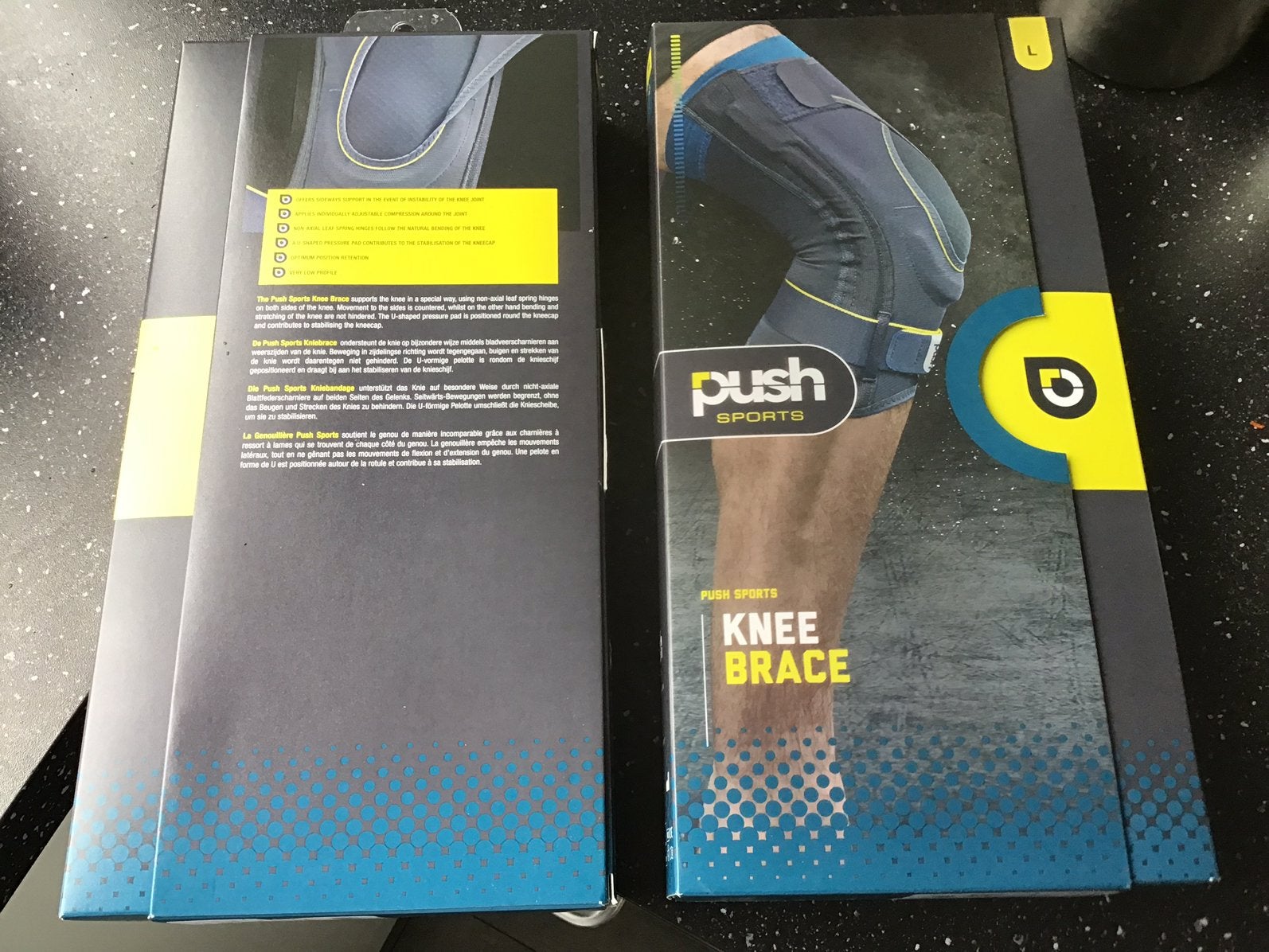 2 stuks knee brace van push sports maat L., Diversen, Braces, Ophalen of Verzenden, Zo goed als nieuw