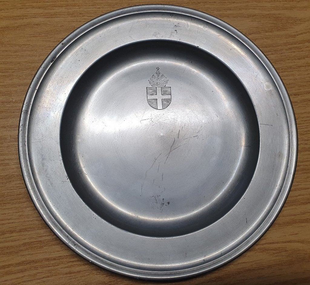 Tinnen wandbord uit NL - Zeister Pewter dia. 25cm gew.750 gr, Antiek en Kunst, Ophalen of Verzenden