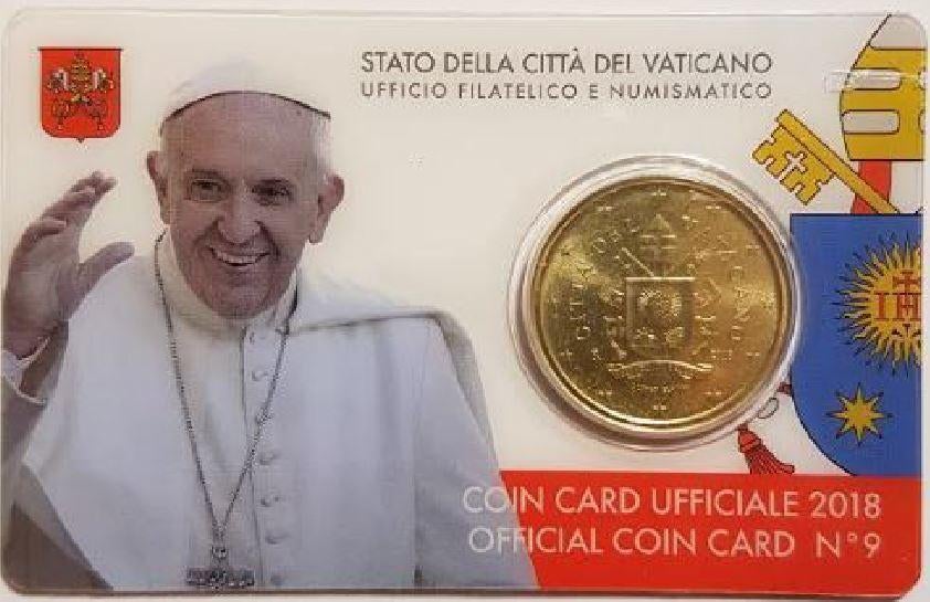 Vaticaan 2018 Coincard nummer 9 met Wapen., Ophalen of Verzenden, Vaticaanstad, 2 euro