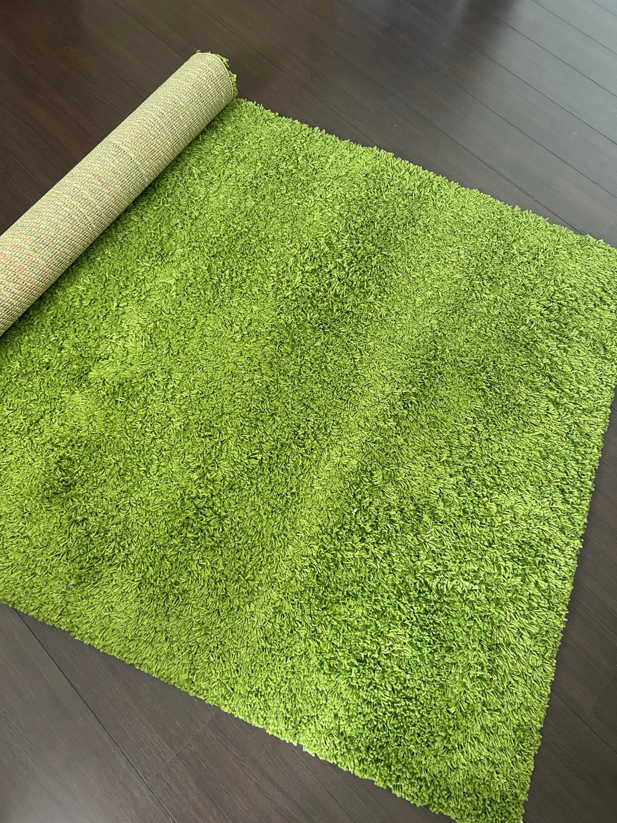 Groen shaggy tapijt - IKEA Hampen 133x195 cm, Gebruikt, 100 tot 150 cm, Ophalen of Verzenden, 150 tot 200 cm