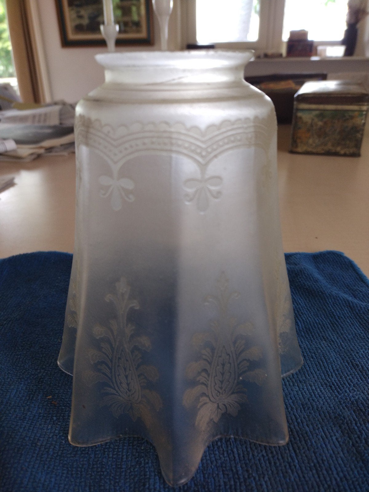 Vintage glazen hanglampje art nouveau, Ophalen of Verzenden