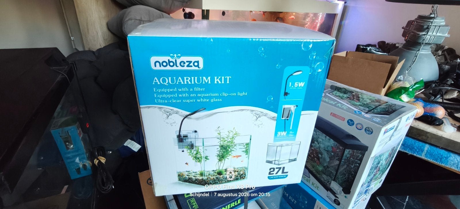 gloednieuw nobleza 27L aquarium kit, Ophalen, Nieuw, Overige merken, Inclusief toebehoren