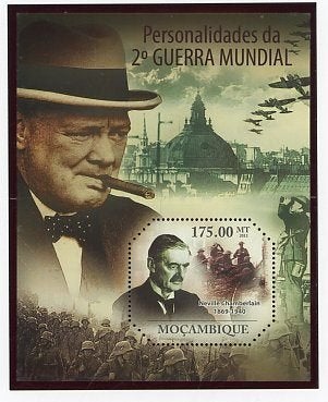 Moçambique- 2011- blok = motief WW II - Churchill -Vliegtuig, Ophalen of Verzenden, Overige landen, Postfris