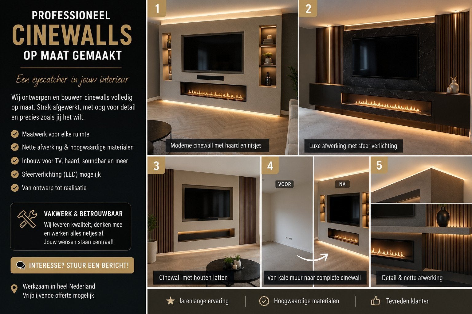 Professionele Cinewalls  vanaf € 1000,-, Garantie, Verbouw of Aanbouw