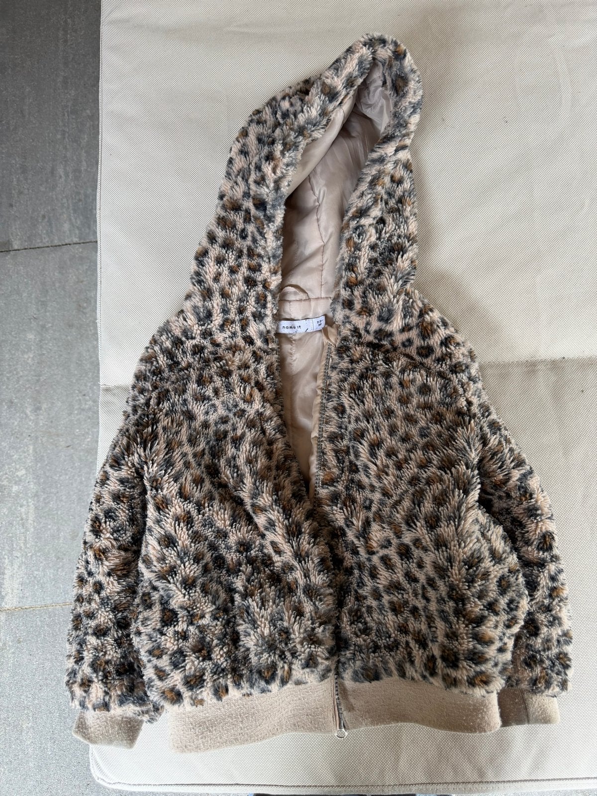 Leopard print jasje met capuchon - Name It, Ophalen, Zo goed als nieuw, Meisje
