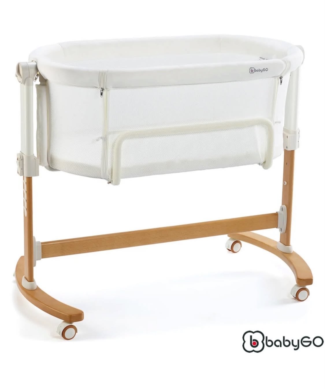 BabyGO Co-Sleeper Wieg met Schommelfunctie en Wieltjes, Ophalen, Zo goed als nieuw, Wieg