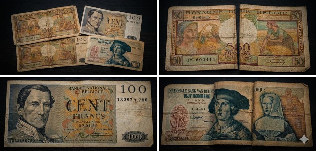 Mooie partij oude Belgische bankbiljetten

(jaren '50/'60), Ophalen