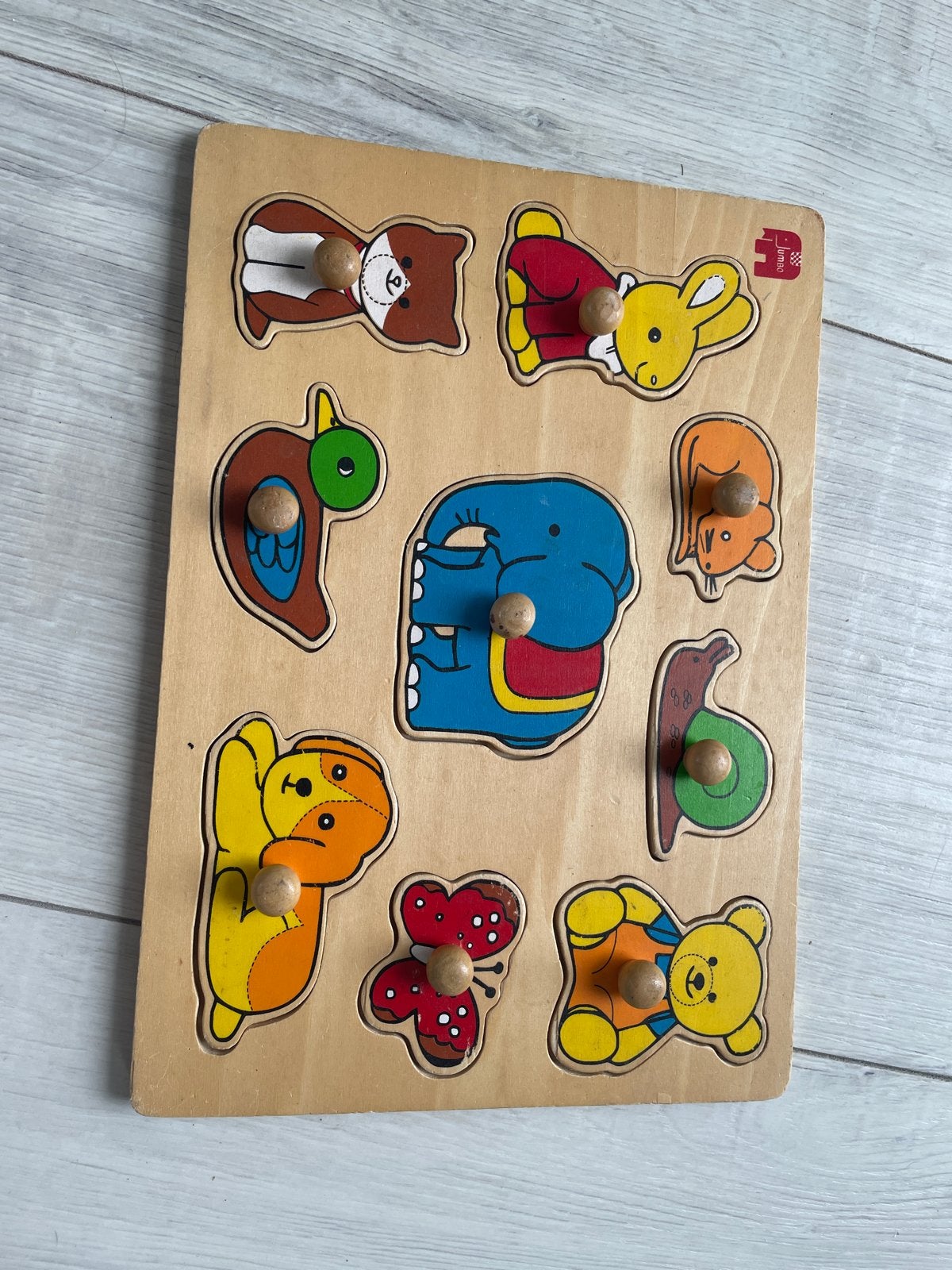 Houten Dieren Puzzel met Knoppen - Jumbo, Kinderen en Baby's, Speelgoed | Houten speelgoed, Ophalen of Verzenden, Gebruikt, Overige typen