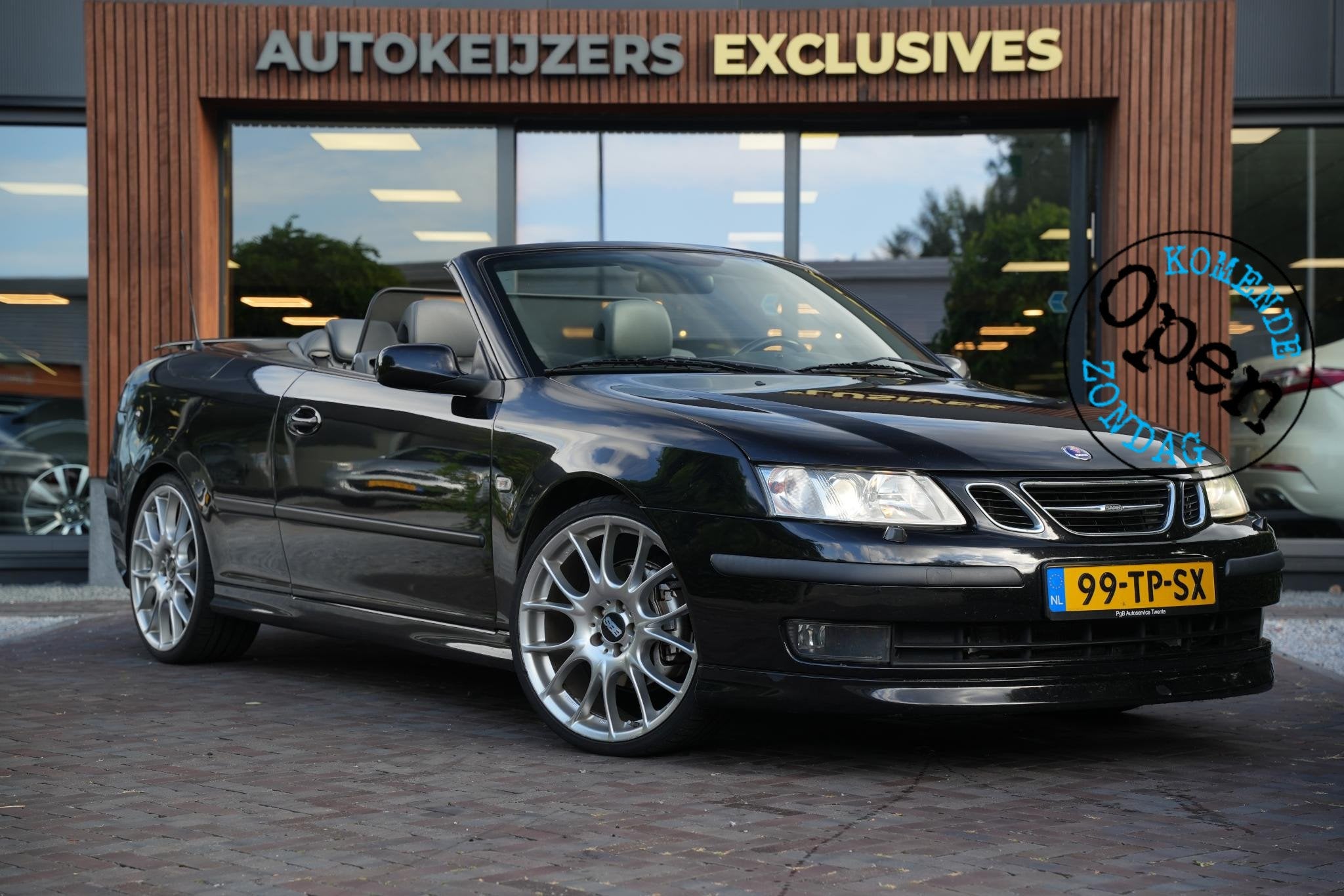Saab 9-3 Cabrio 2.8 V6 T Aero Unieke staat!, Auto's, Gebruikt, Cabriolet, 4 stoelen, Zwart