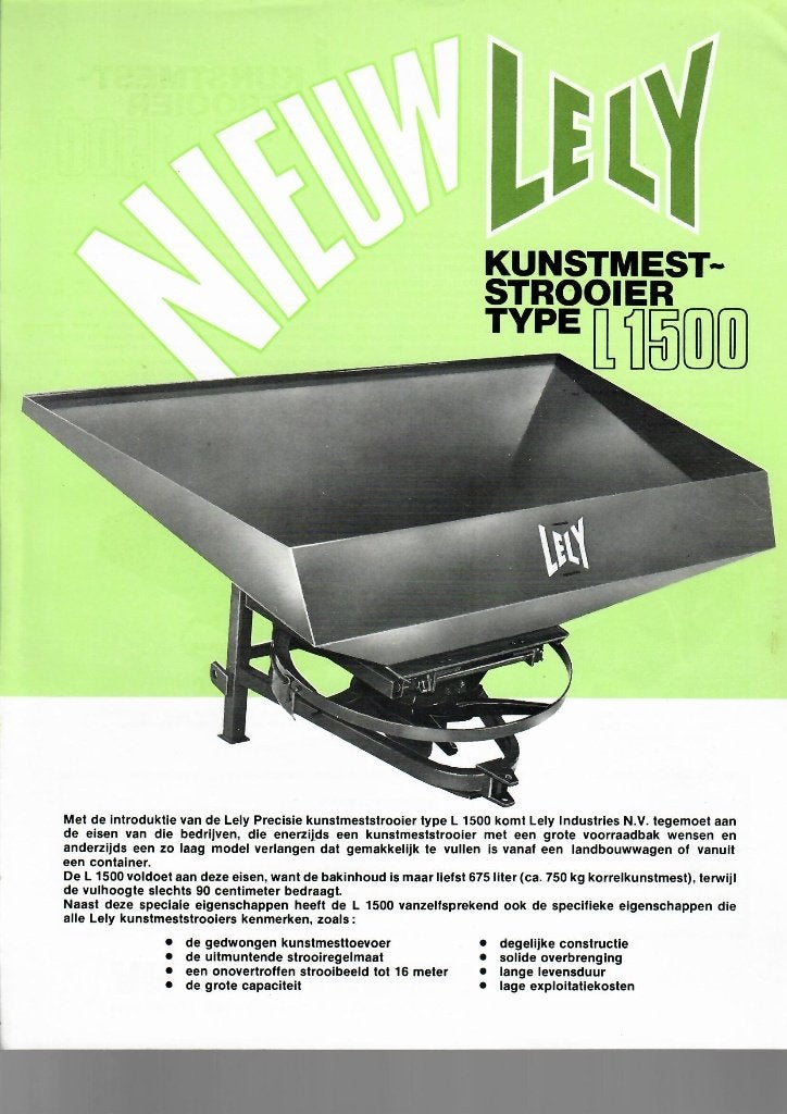 Folder LELY strooier L 1500, Ophalen of Verzenden, Zo goed als nieuw, Folder