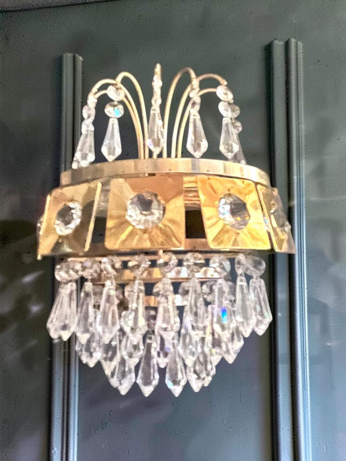 Schitterende Vintage Palwa kristallen wandlamp, Ophalen of Verzenden, Zo goed als nieuw, Wandlamp, Goud