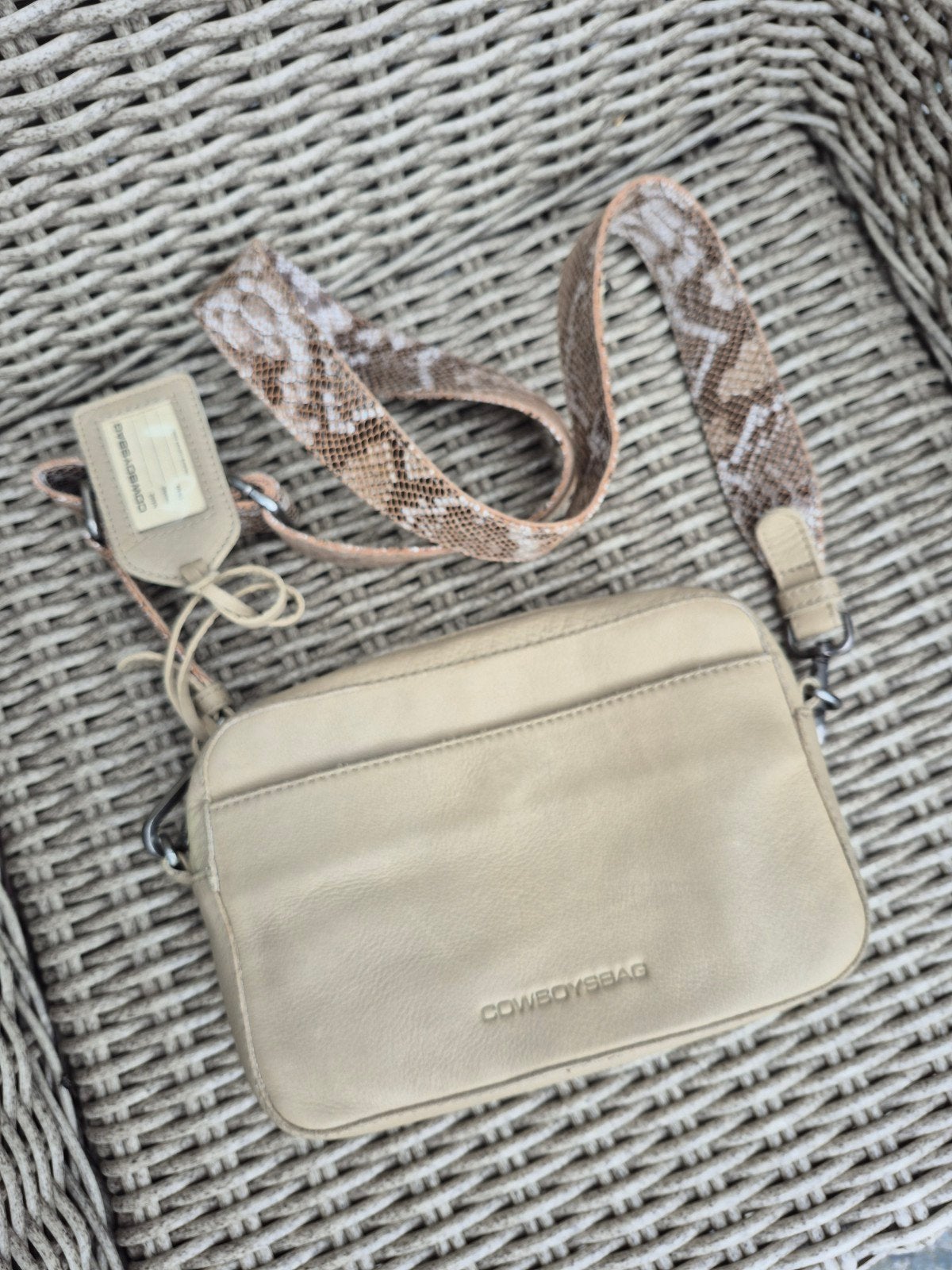 Cowboysbag leren tasje, Ophalen of Verzenden, Zo goed als nieuw, Beige, Leer