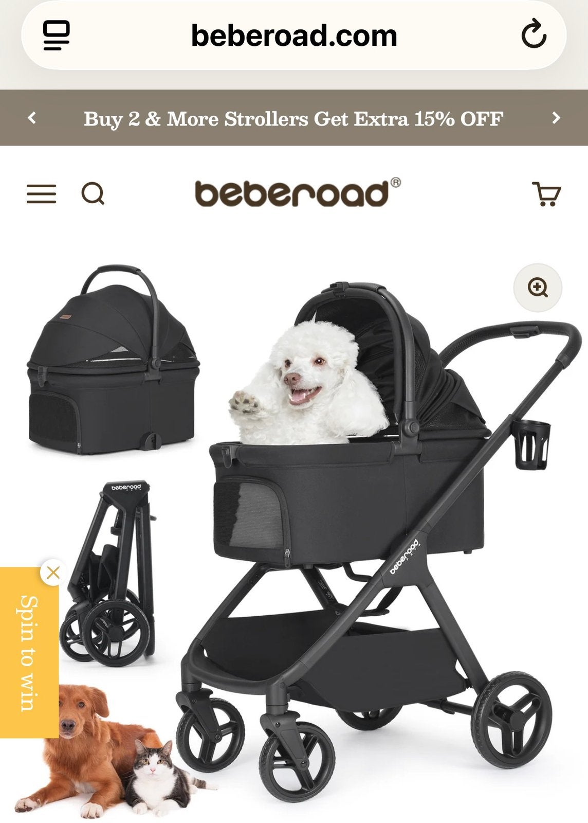 Mooie nieuwe zwarte buggy voor hond of kat, Ophalen of Verzenden, Nieuw