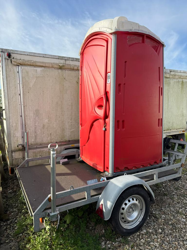 Gegalvaniseerde motor-aanhanger + mobiel toilet complete set, Ophalen, Gebruikt
