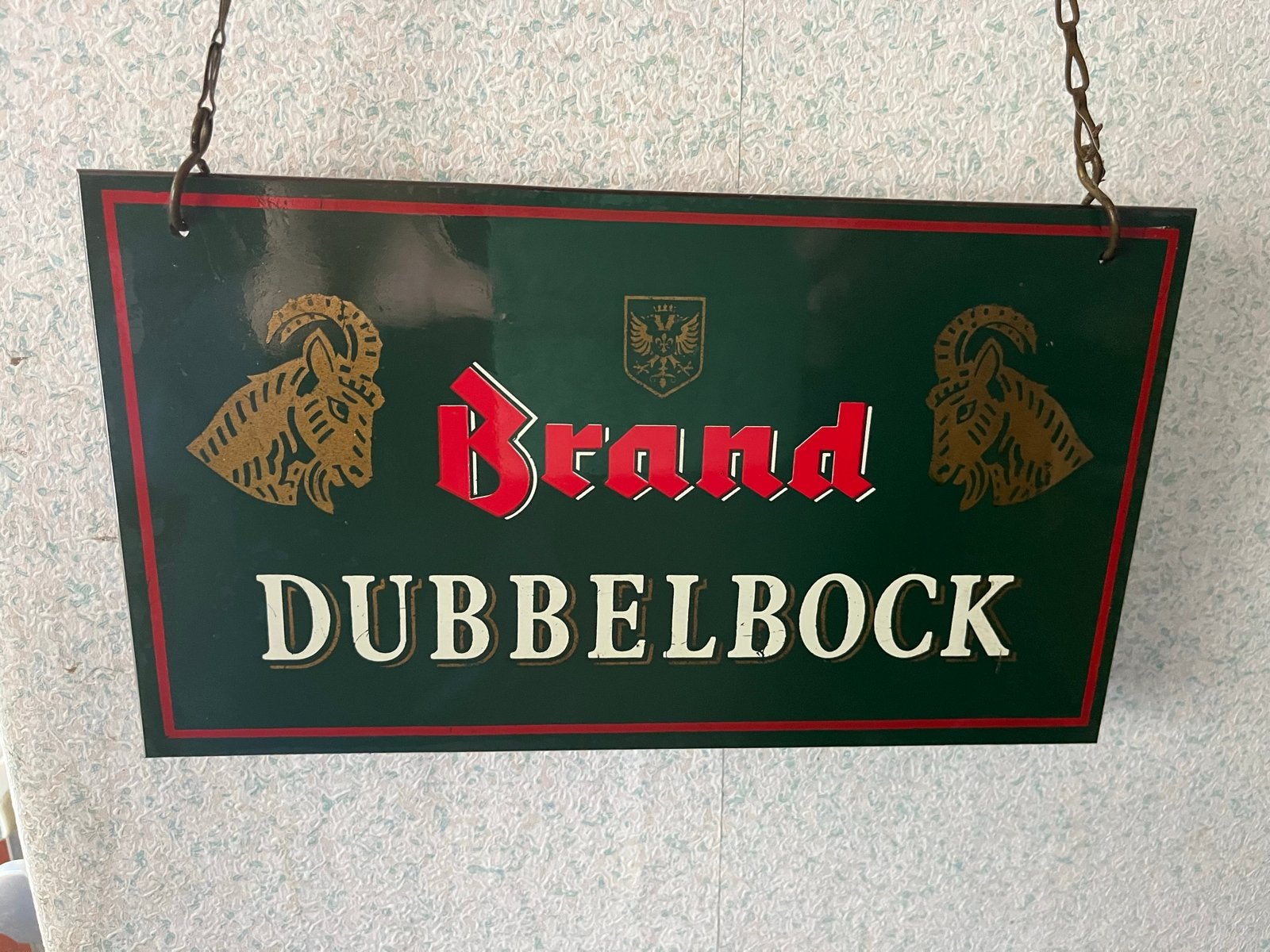 Vintage Brand Dubbelbock Reclamebord - Metaal, Verzamelen, Biermerken, Ophalen of Verzenden, Gebruikt, Reclamebord, Plaat of Schild